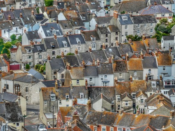 Image shows rows of terraced houses