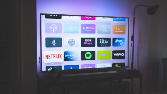 Image shows channels on a TV screen.