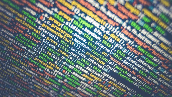 Image shows code on a computer screen.