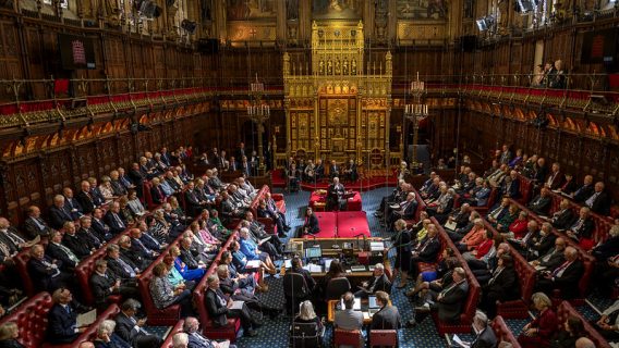 The House of Lords debates an humble address following the State Opening of Parliament in May 2022.